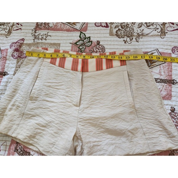 Mystree Women's Rayon Blend Chino Shorts Beige and Orange with Pockets Size L - Picture 9 of 11